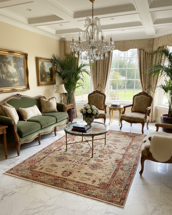 Hand-Knotted Sultanabad Vegetable-Dyed Wool Rug, 4' 10" x 6' 10"