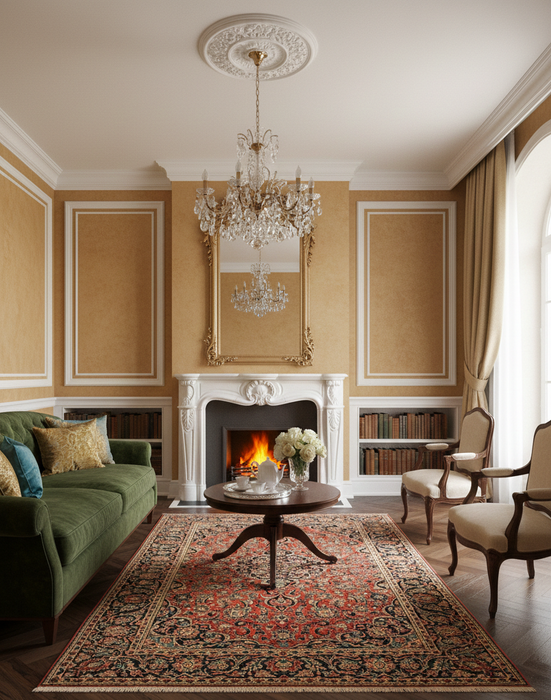 Timeless Beauty, Woven by Hand. Antique Persian Sarouk Rug, size 4' 7" x 6' 10"  (F)