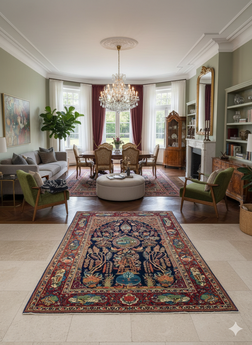 Timeless Beauty, Woven by Hand. Antique Persian Kirman Rug, size 4' 4" x 6' 6"  (F)