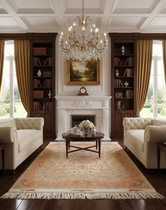 Exquisite 100% Silk Persian Design Rug – Elegant and Luxurious, size 4' 10" x 7"
