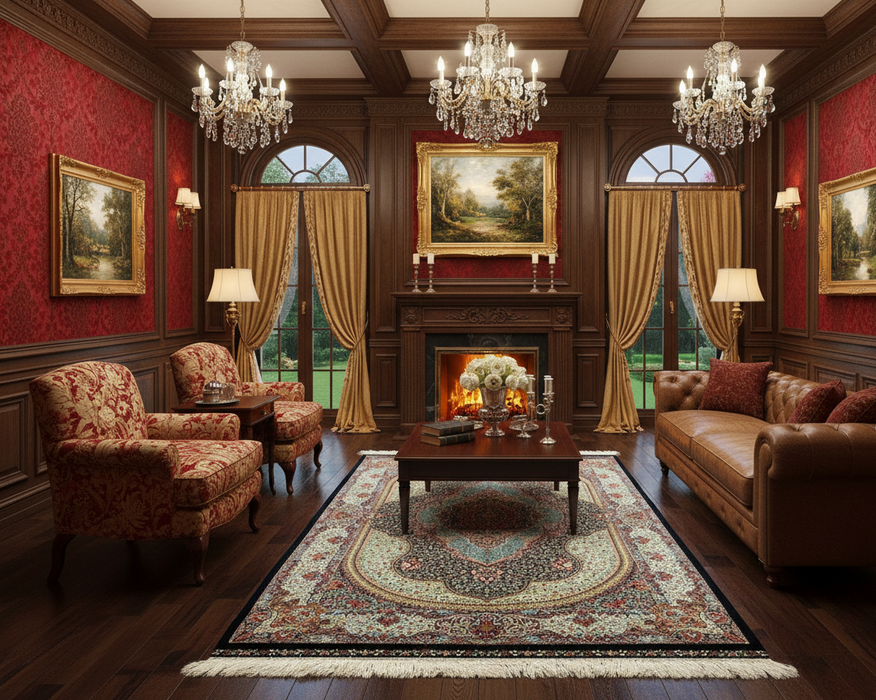 Exquisite 100% Silk Persian Design Rug – Elegant and Luxurious, size 3' 10" x 5' 8"  (H)