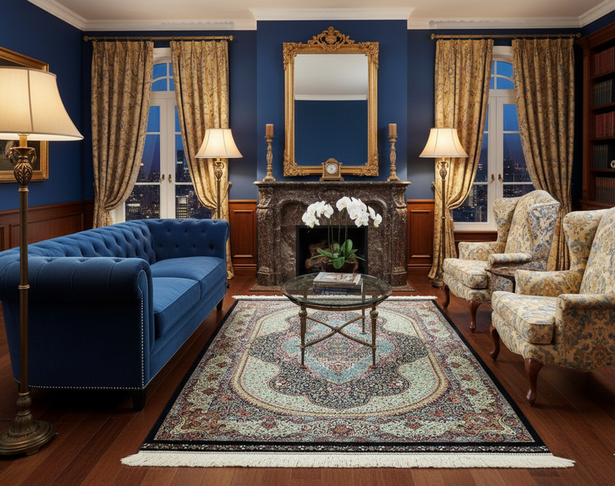 Exquisite 100% Silk Persian Design Rug – Elegant and Luxurious, size 3' 10" x 5' 8"  (H)