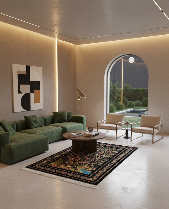 Exquisite 100% Silk Persian Design Rug – Elegant and Luxurious, size 4" x 6" (H)