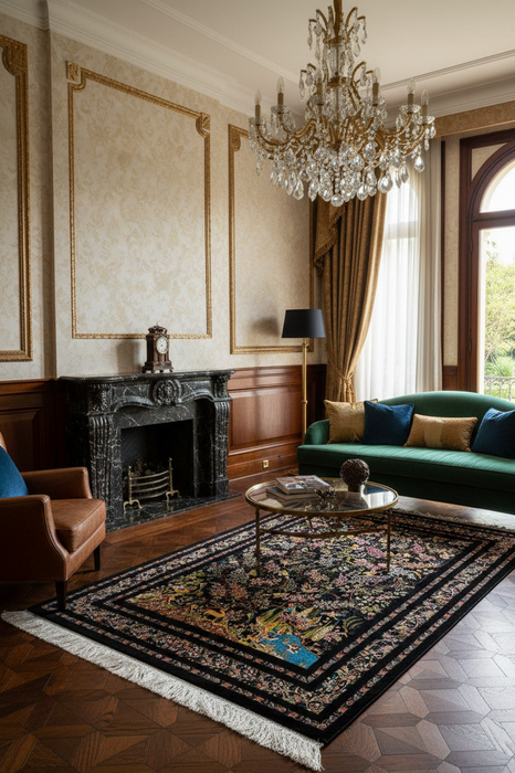 Exquisite 100% Silk Persian Design Rug – Elegant and Luxurious, size 4" x 6" (H)