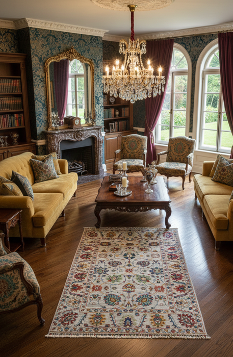 Hand-Knotted Sultanabad Vegetable-Dyed Wool Rug, 4" x 6"