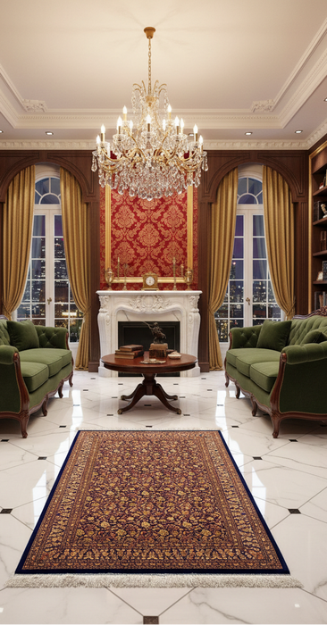 Exquisite 100% Silk Persian Design Rug – Elegant and Luxurious, size 4" x 6" (H)