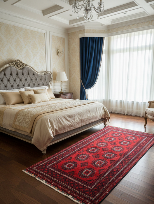 Terkaman Tribal Afghan Oriental Rug, size 3' 3" x  6' 4" (C)