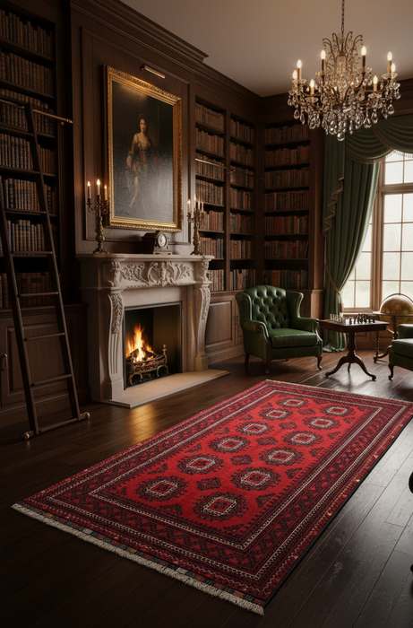 Terkaman Tribal Afghan Oriental Rug, size 3' 3" x  6' 4" (C)