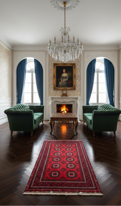 Terkaman Tribal Afghan Oriental Rug, size 3' 3" x  6' 4" (C)