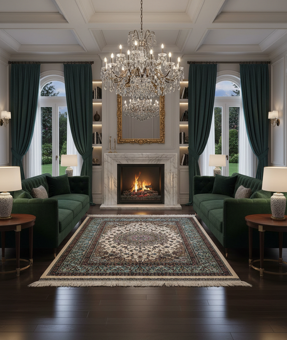 Exquisite 100% Silk Persian Design Rug – Elegant and Luxurious, size 3' 3" x 5" (H)