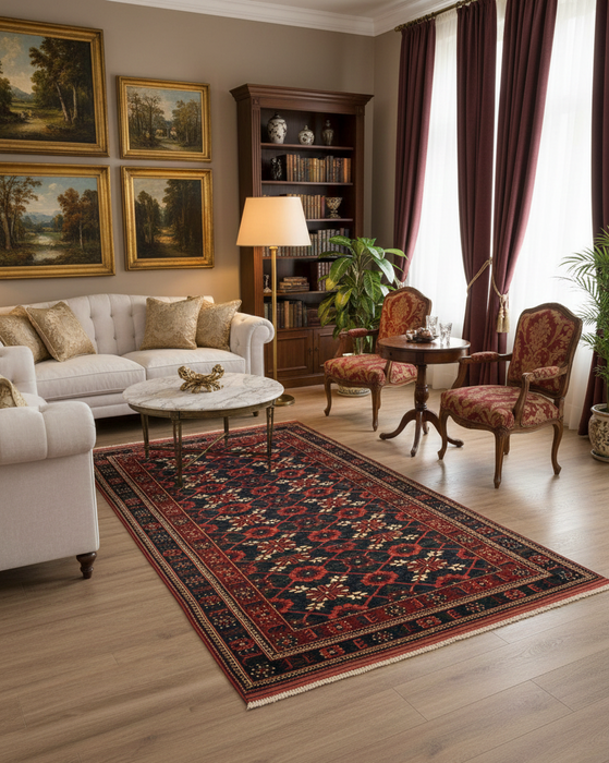 Terkaman Tribal Afghan Oriental Rug, size 4' 5" x 6' 10"