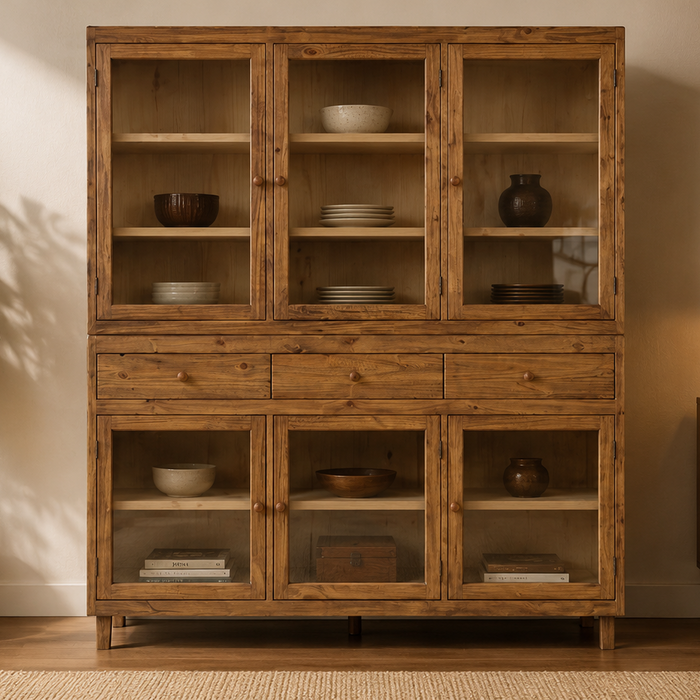 Rustiic-Modern Farmhouse Solid Wood Sideboard and Hutch