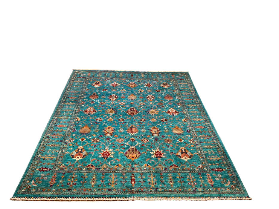 Hand-Knotted Sultanabad Vegetable-Dyed Wool Rug, 8" x 10"  (K)