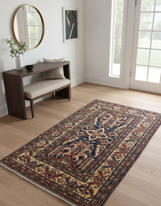 Hand-Knotted Vegetable Dye Kazak Rug from Pakistan, 3' 6" x 5'