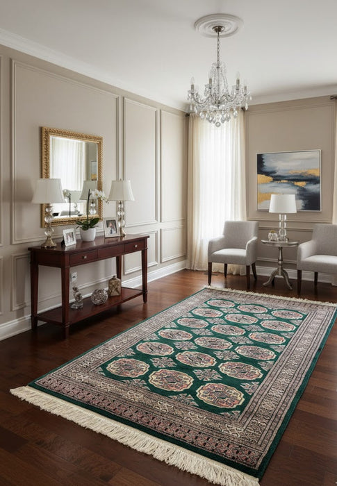 Hand-Knotted Pakistan Kashmiri Silk Wool Blend Rug, 3' x 4' 10" (E)