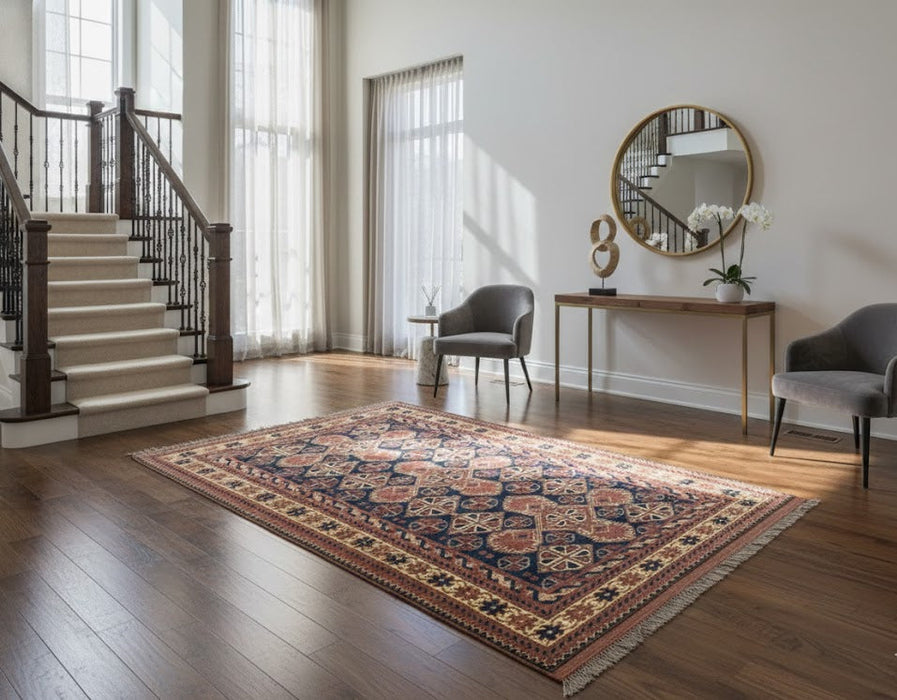 Terkaman Tribal Afghan Oriental Rug, 3' 5" x 4' 10" (C) Very Fine