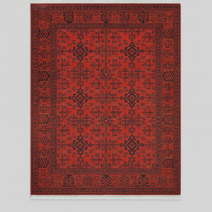 Terkaman Tribal Afghan Oriental Rug, size 5' 5" x 7' 8"