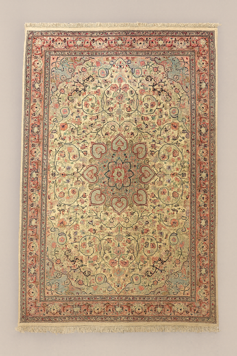 Hand-Knotted Pakistan Kashmiri Silk Wool Blend Rug, size 4' x 6' (y)