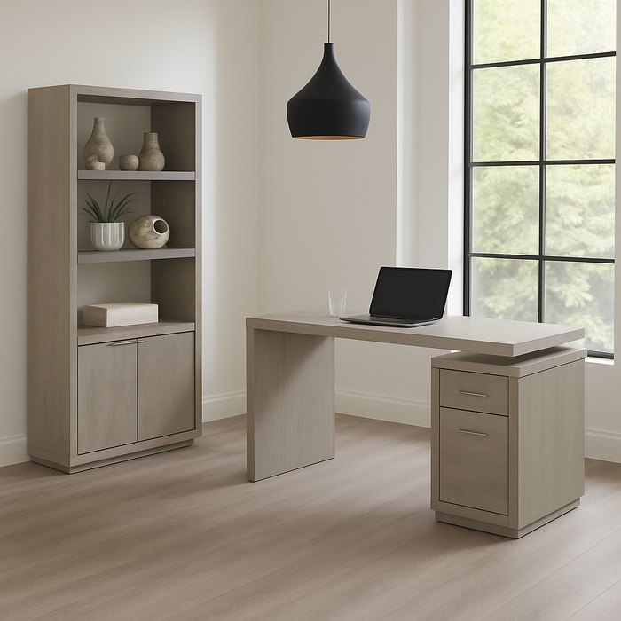 Solstice Modern 3-drawer Desk with File cabinet/Tall Bookcase or Chair Optional