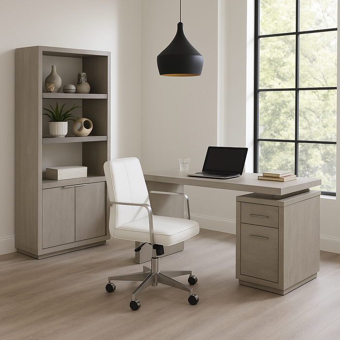 Solstice Modern 3-drawer Desk with File cabinet/Tall Bookcase or Chair Optional