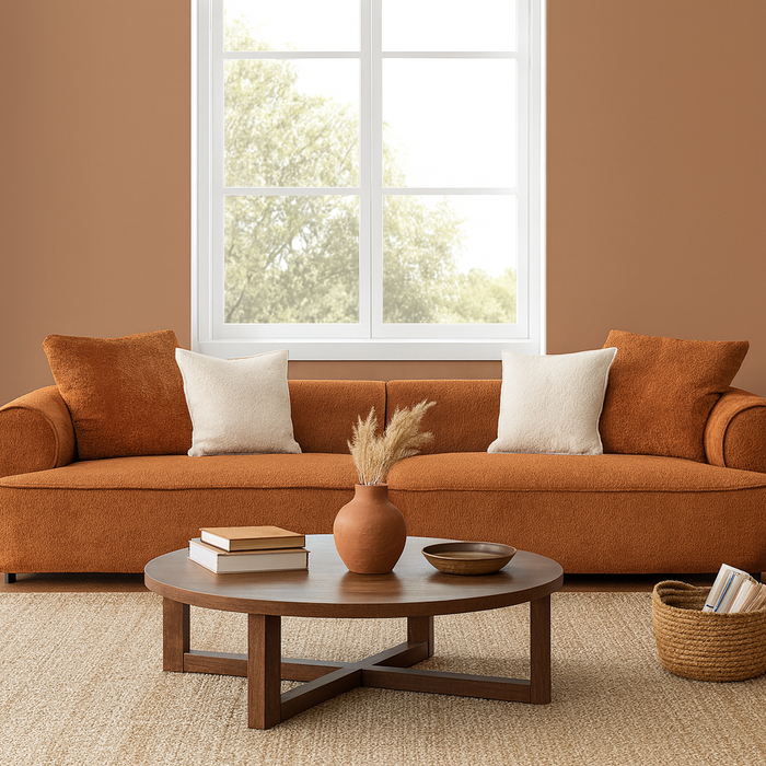 Sunset Collection Mid-Century Modern 4-Seater Fabric Sofa – 118"