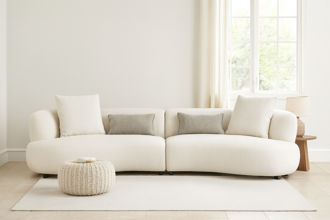 Pure Collection Modern Sectional 4-Seater Fabric Sofa – 120"