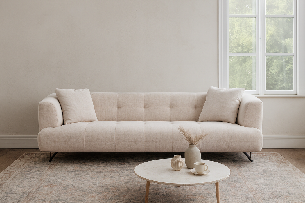 Arden Collection Modern Fabric 3-Seater Sofa - White