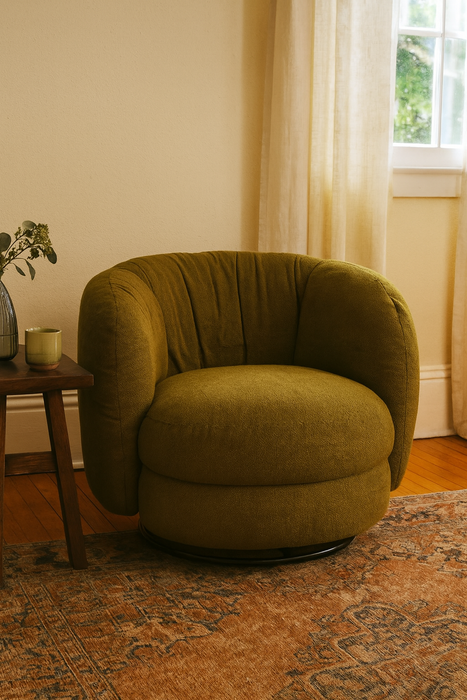 Nest Collection Mid-Century Modern Swivel Arm Chair - Green