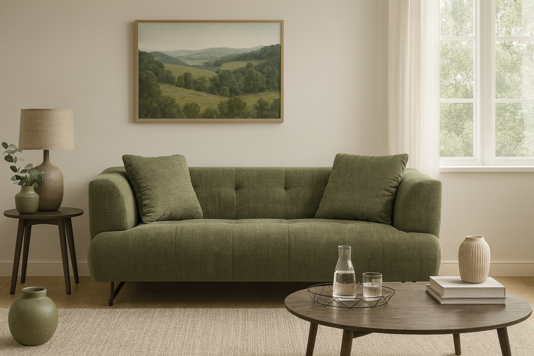 Arden Collection Modern Fabric 3-Seater Sofa - Green