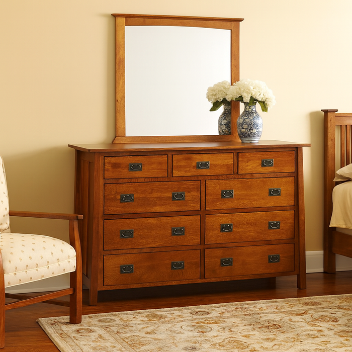Mission 9 Drawer Dresser - Michael's Cherry (MC-A) With Mirror Mission 9 Drawer Dresser - Michael's Cherry (MC-A) With Mirror