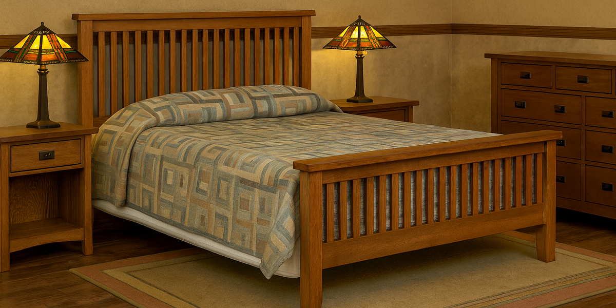 Mission Oak Slat Bed-Michael's Cherry — Crafters and Weavers