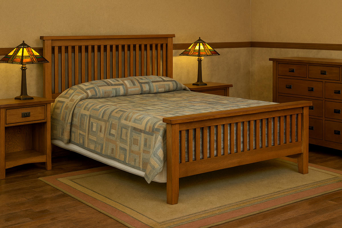 Mission Oak Slat Bed-Michael's Cherry — Crafters and Weavers