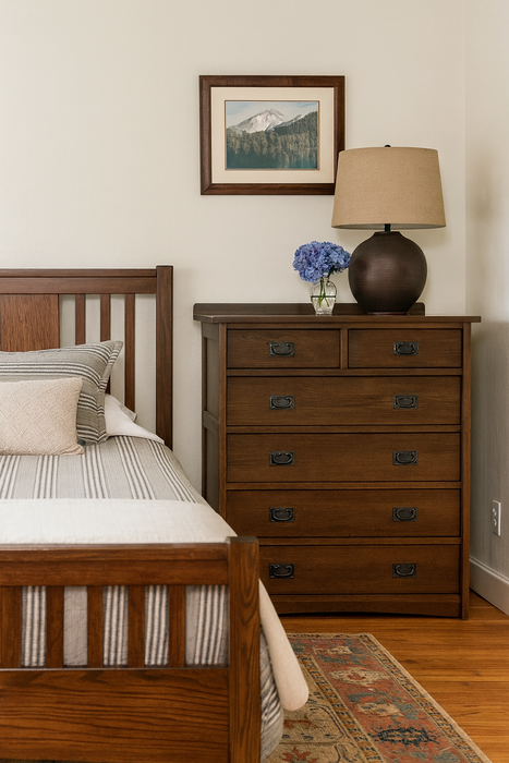 Mission Quarter Sawn Oak 6 Drawer Dresser - Walnut