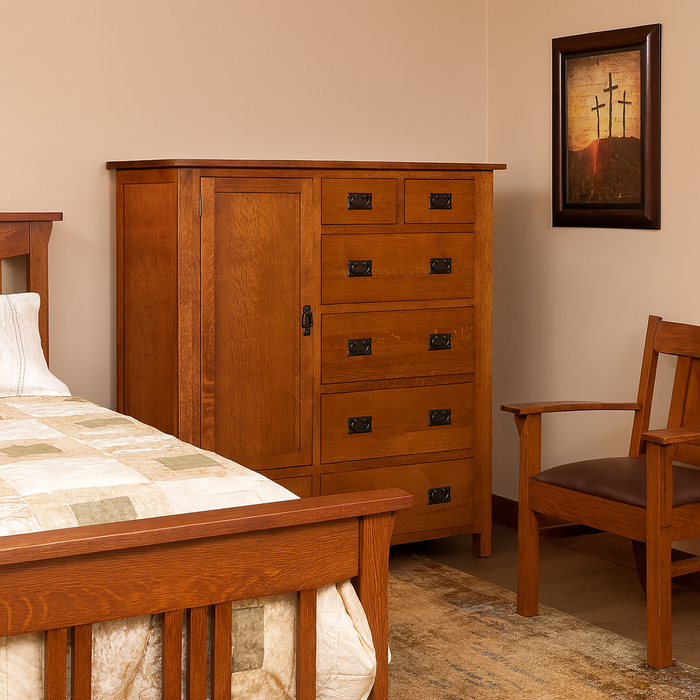 Mission Style Solid Oak Chest of Drawers - Michael's Cherry (MC-A)