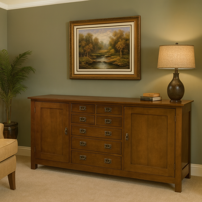 Mission 7 Drawer Sideboard with 2 Doors - Walnut (AW) - 82"