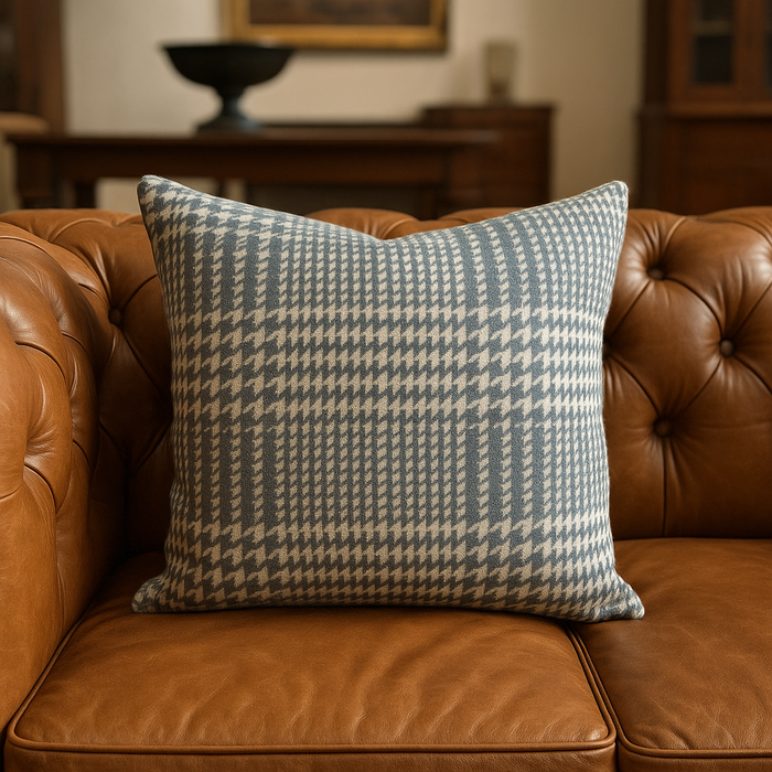 Blue & White Houndstooth Cushion