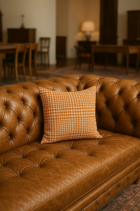 Rust Orange Houndstooth Throw Pillow – Modern Accent Cushion