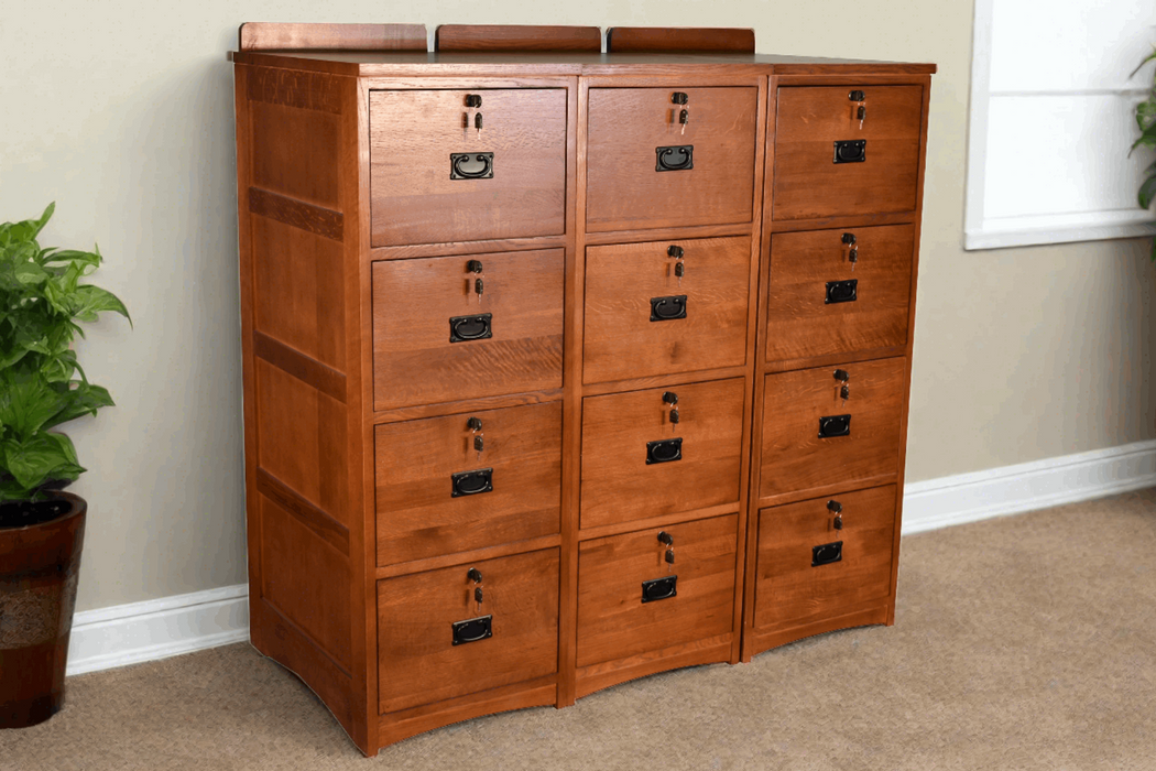 Mission Solid Oak 4 Drawer File Cabinet