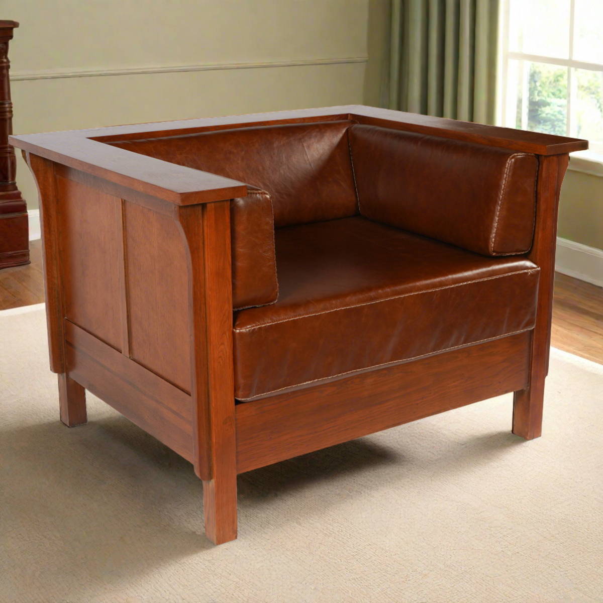 Buy Mission / Craftsman Cubic Panel Side Arm Chair – Chestnut in