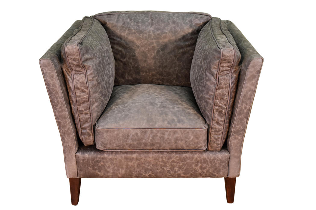 Kenmore Leather Arm Chair - Grey