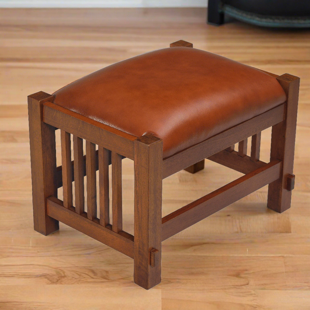 Buy Mission Spindle Stool - Quarter Sawn Oak & Leather in USA