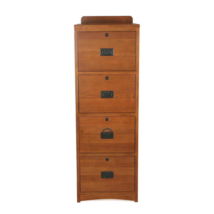 Mission Solid Oak 4 Drawer File Cabinet