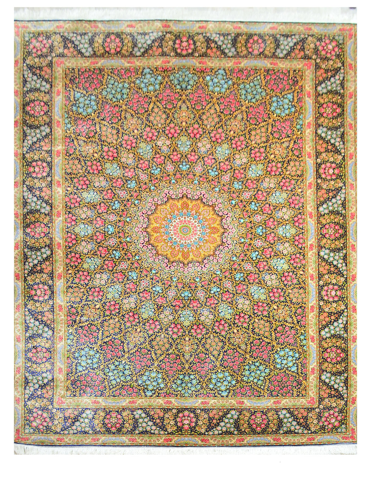 Fine Tabriz 100% Silk Oriental Rug 7' 9