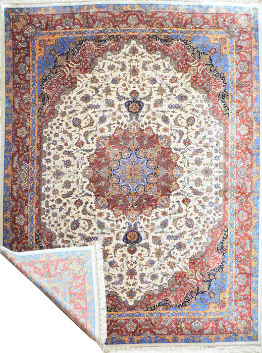 Fine Tabriz 100% Silk Oriental Rug 9' 9" x 13' 1"