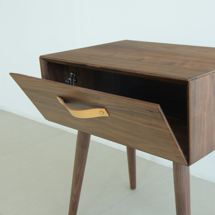 Isabella Mid Century 1-Drawer Nightstand - Solid American Black Walnut