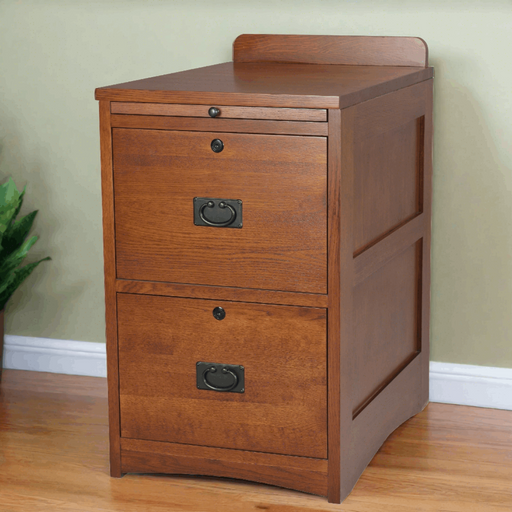 Mission Oak 2 Drawer File Cabinet w/ Writing Tray - MC