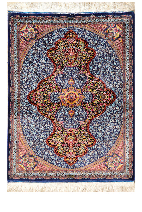 Tabriz Multi Color 100% Silk Rug 2' x 3'