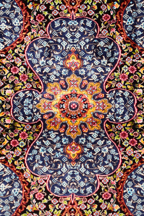 Tabriz Multi Color 100% Silk Rug 2' x 3'