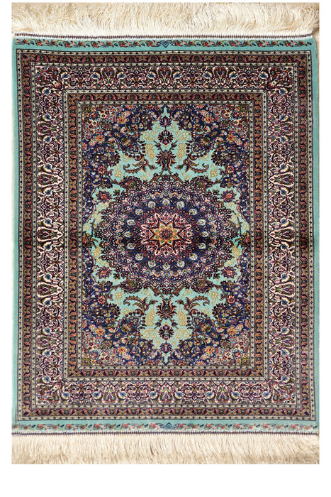 Kashmir Small 100% Silk Rug 2' x 3'