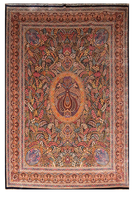 Fine Kirman 100% Silk Oriental Rug 9.7x13